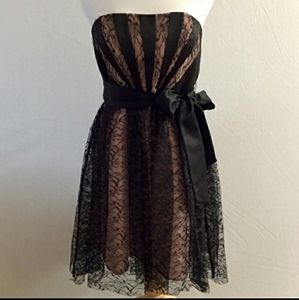 Max and Cleo black lace strapless dress cocktail